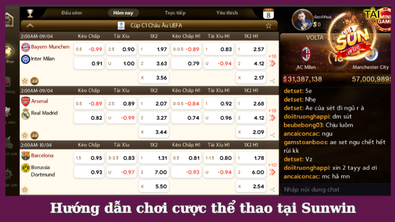 Hướng dẫn thao tác chơi cược thể thao Sunwin chi tiết