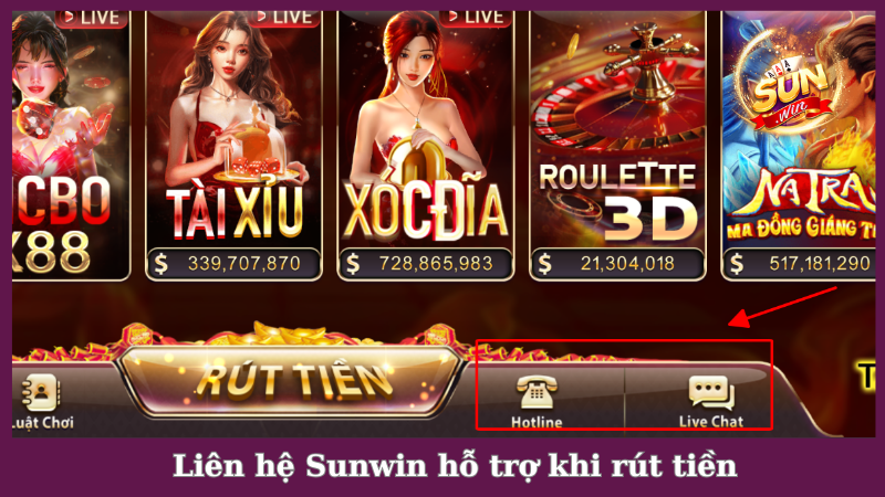 Lưu ý liên hệ đội ngũ hỗ trợ khi rút tiền Sunwin lỗi