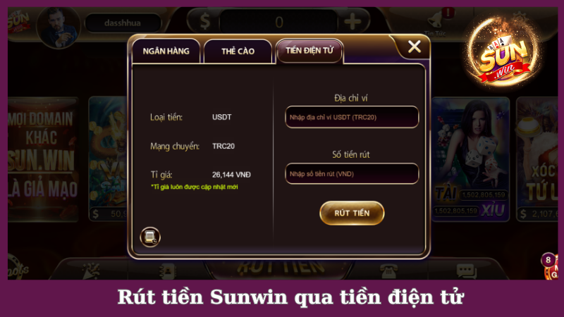 Rút tiền Sunwin qua tiền điện tử đang rất thịnh hành